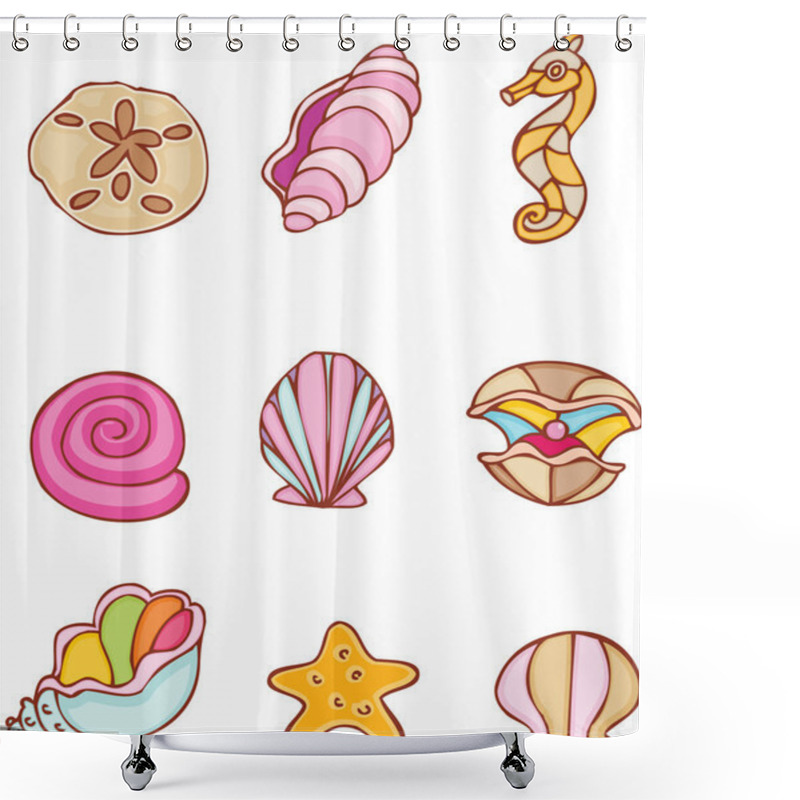 Personality  Set Of Seashells Shower Curtains