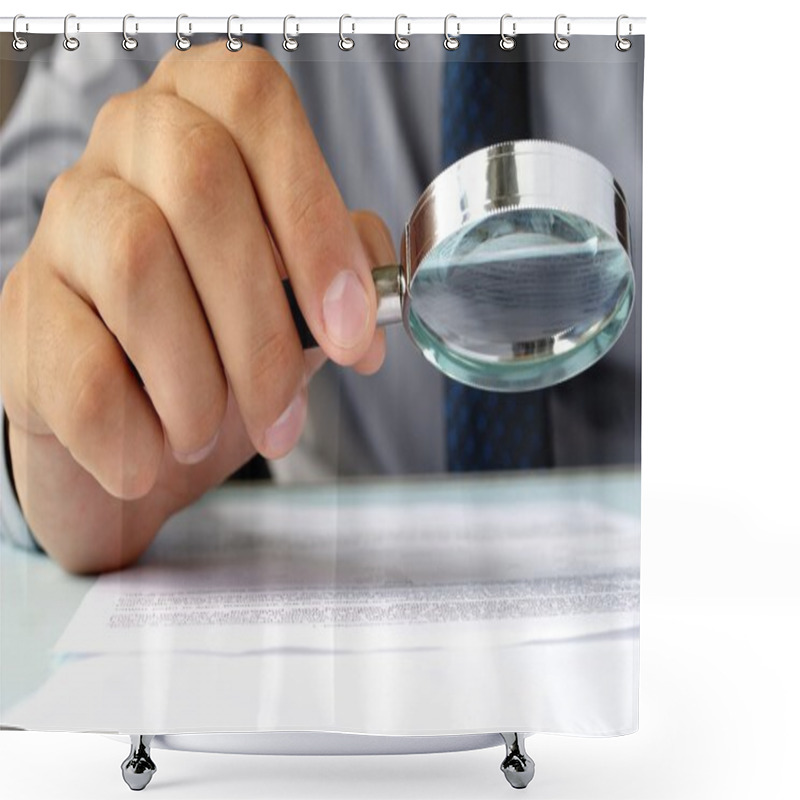 Personality  Magnifying Glass In Hand, A Businessman Shower Curtains