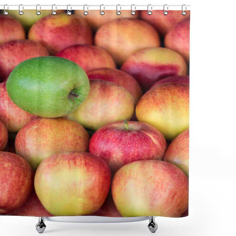 Personality  Unique. Green Apple Among A Group Of Red Apples. Shower Curtains