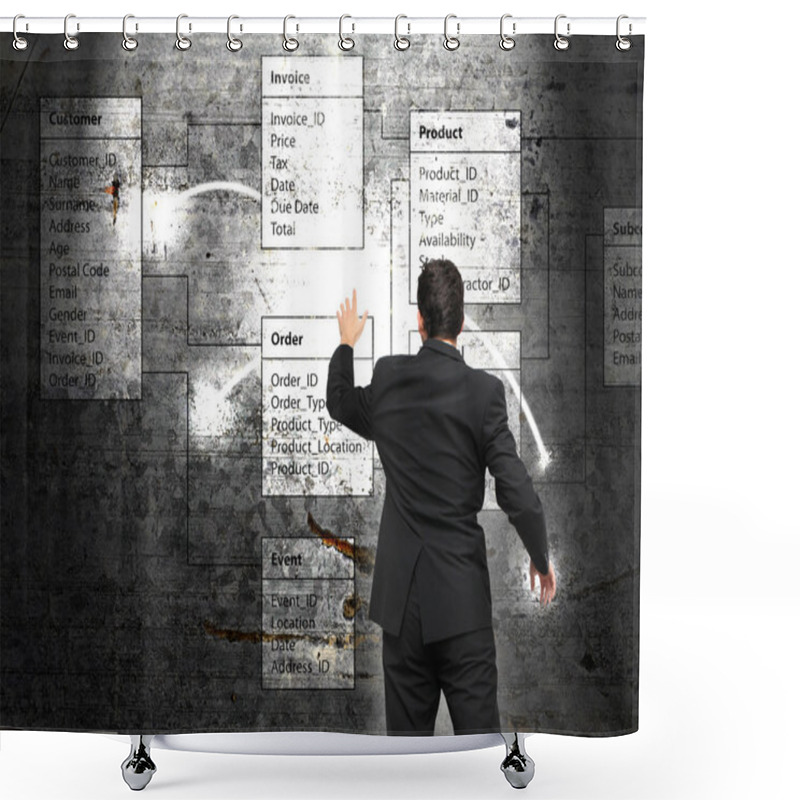 Personality  Database Background With Businessman Shower Curtains