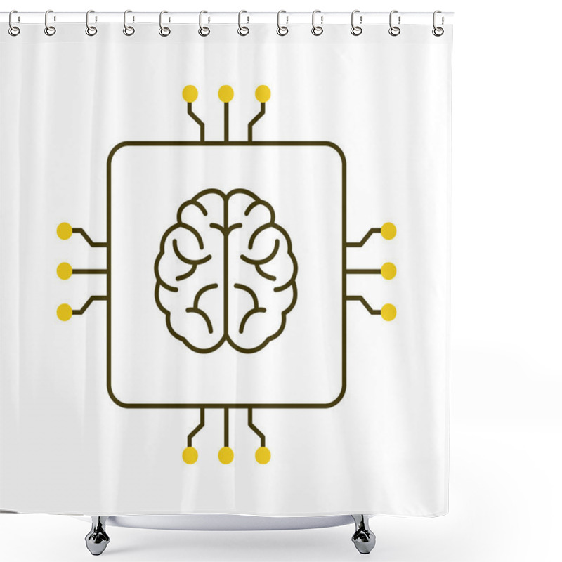 Personality  AI Brain Simulation And Neural Network Vector Icon Design, Deep Neural Networks, AI Systems, Smart Systems, AI Technology, Intelligent Systems Shower Curtains