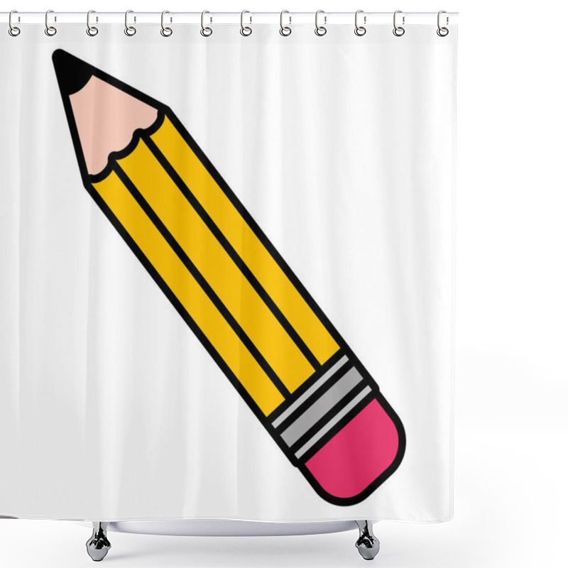 Personality  Pencil Supply School On White Background Shower Curtains