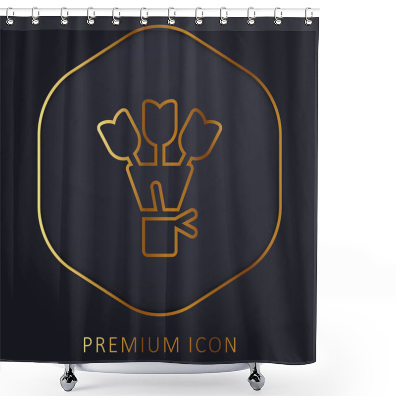 Personality  Bouquet Golden Line Premium Logo Or Icon Shower Curtains