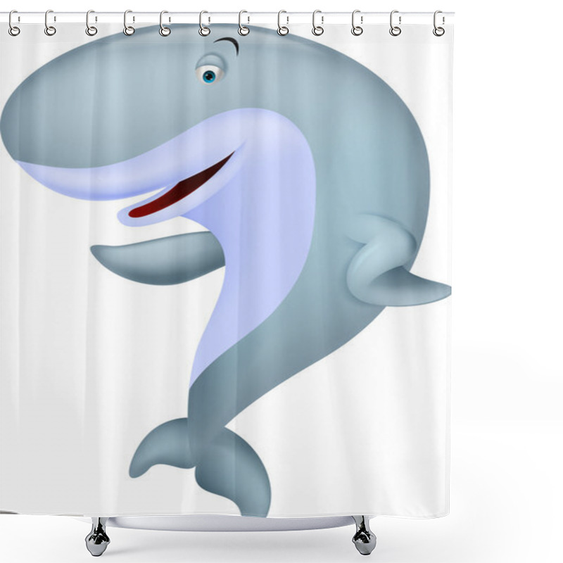 Personality  Cute Whale Cartoon Waving Shower Curtains