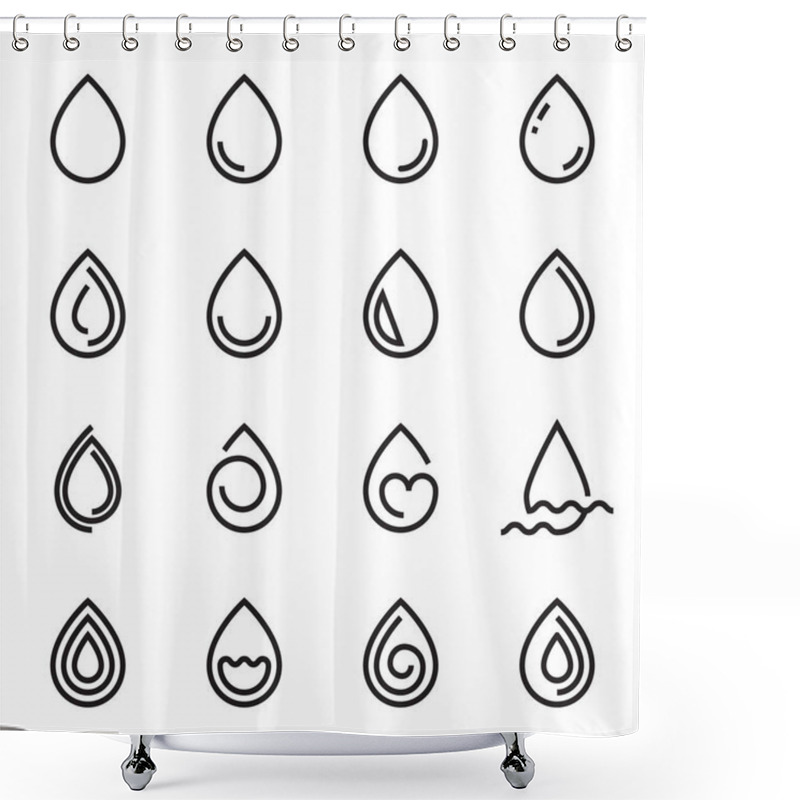 Personality  Collection Of Linear Droplet Symbols Isolated On A White Background Shower Curtains