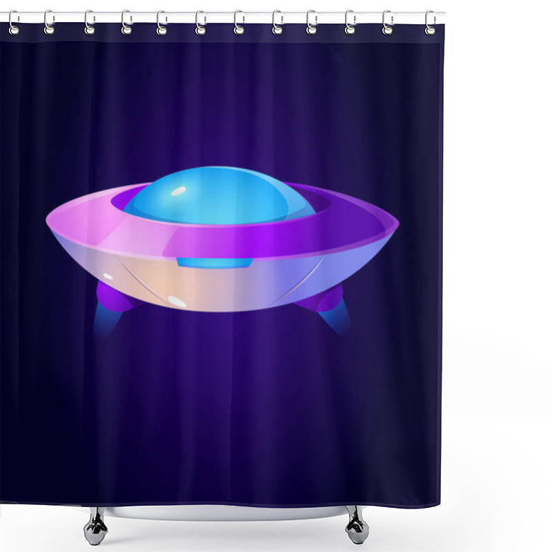 Personality  Vector Cartoon Alien Spaceship, Ufo In Cosmos Shower Curtains