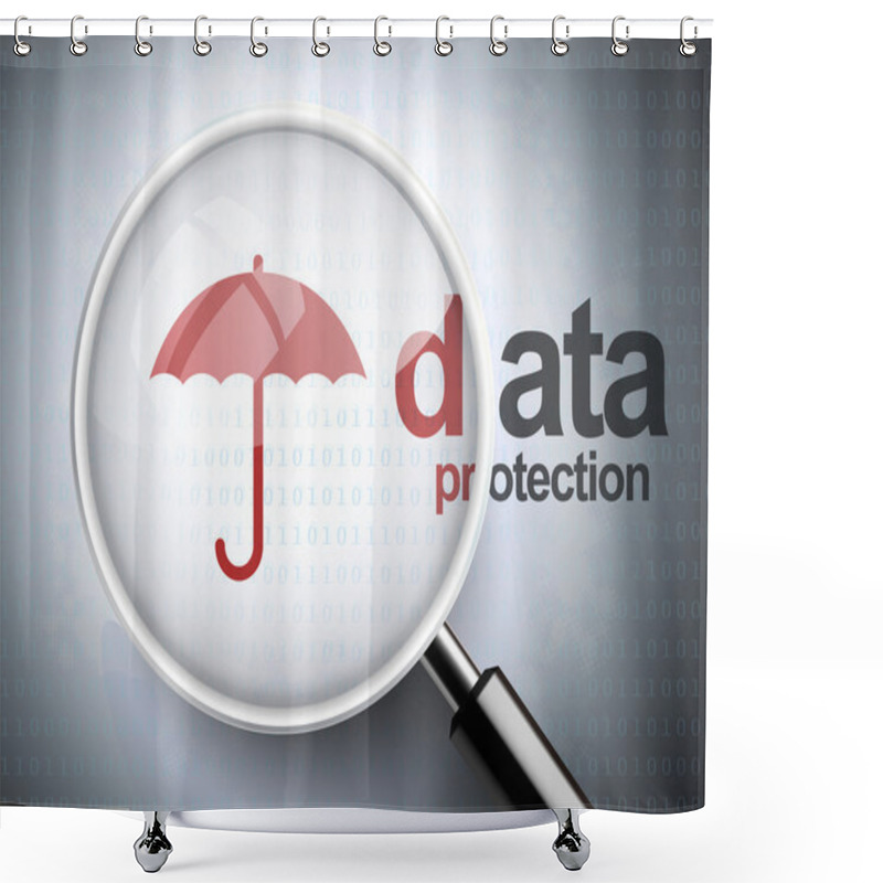 Personality  Magnifying Glass With Umbrella Icon And Data Protection Word  Shower Curtains