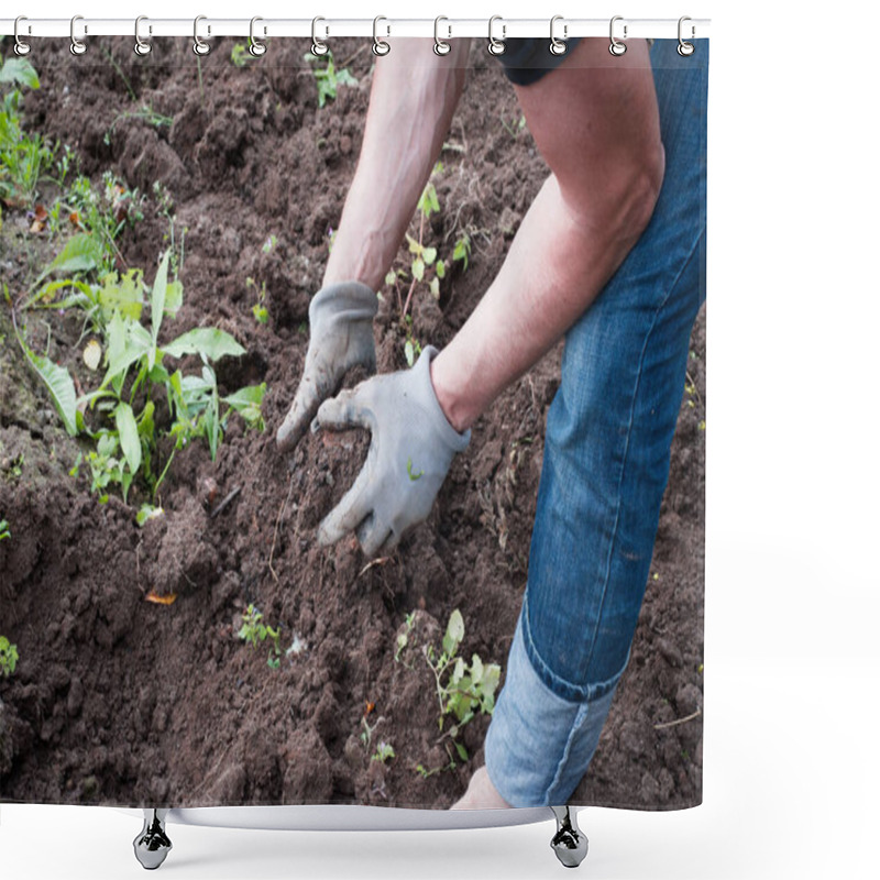 Personality  Farmer Working At Ground, Seasonal Works Shower Curtains