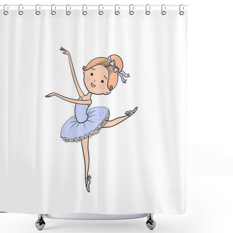 Personality  Hand Drawn Little Beautiful  Ballerina Girl. Cute Little Girl, Vector Illustration.  Shower Curtains