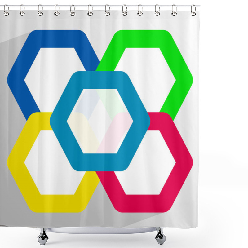 Personality  Geometric Icon With Overlapping Hexagons Shower Curtains