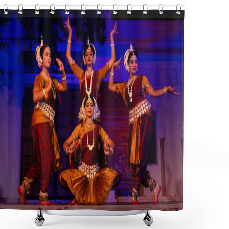 Personality  Indian Girls Performing Indian Classical Odissi Dance Form Of Odisha State During The Pushkar Camel Fair Cultural Evening At Pushkar, Rajasthan, November 2019 Shower Curtains