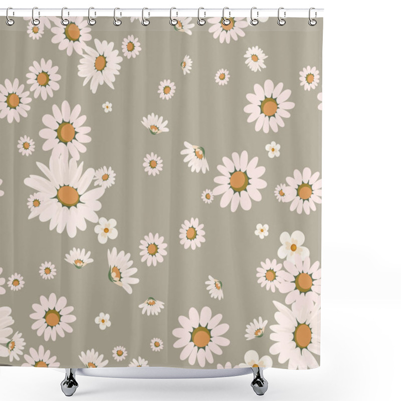 Personality  Floral Fashion Print Design With Daisies For Spring, Summer Woman Dress Shower Curtains