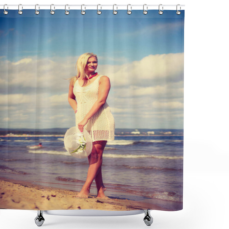 Personality  Attractive Woman With White Dress. Shower Curtains