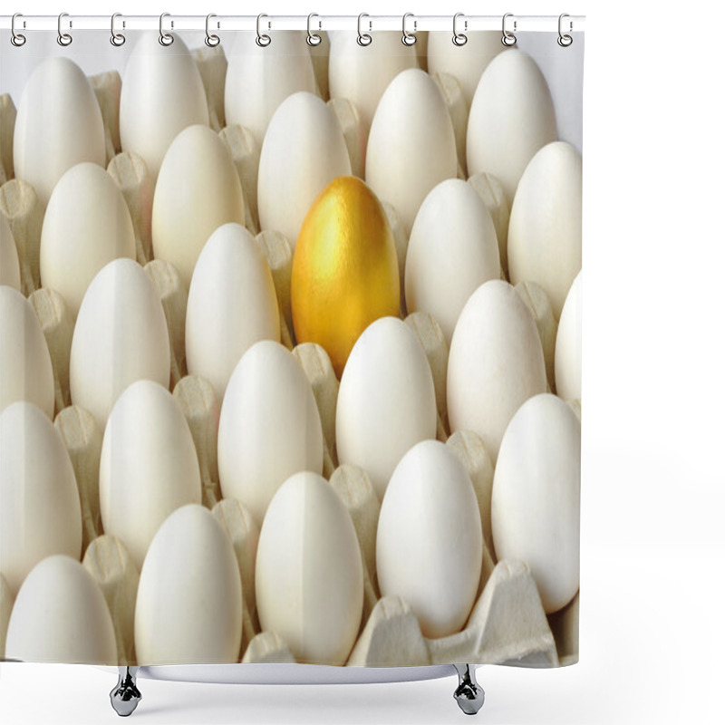 Personality  Golden Egg Among Hen Eggs In Pack Shower Curtains