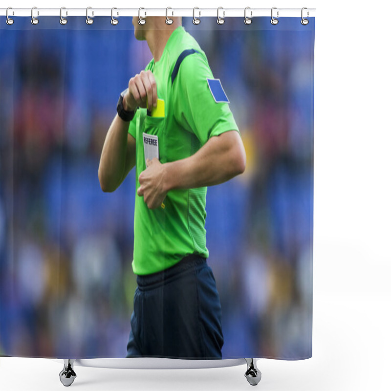 Personality  Soccer Referee In Action Shower Curtains