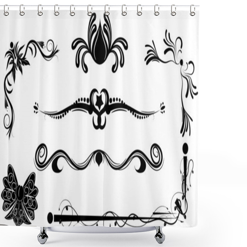 Personality  Set Of Swirling Graphic Elements Vector Shower Curtains