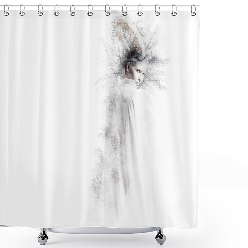 Personality  Female With Goat Body-art. Digitally Altered Image Shower Curtains