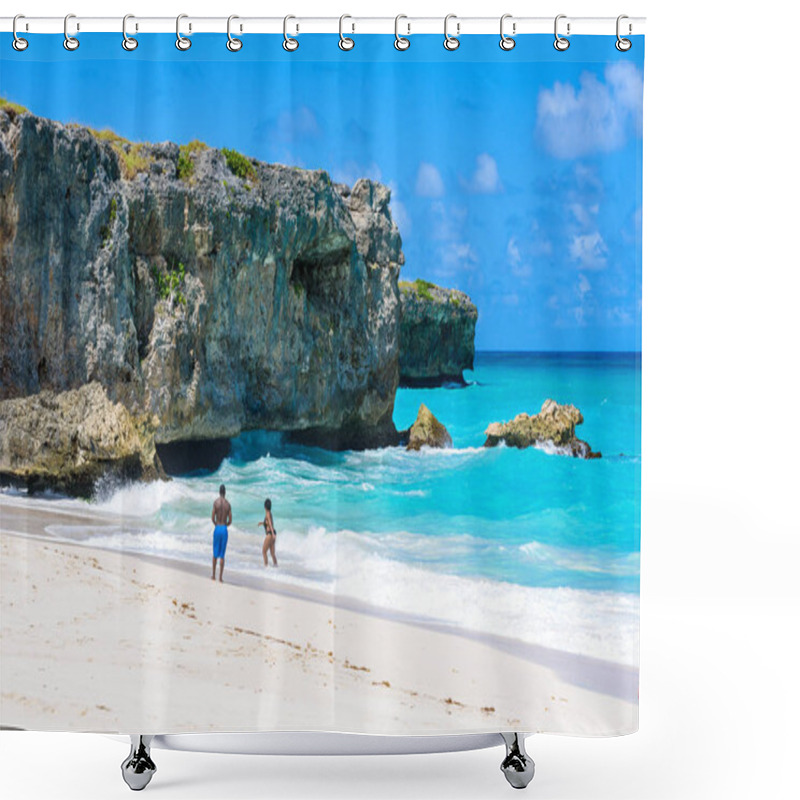 Personality  Scenic View Of Paradise Beach With White Sand Of Barbados Island, Bottom Bay, Barbados, Caribbean. Shower Curtains