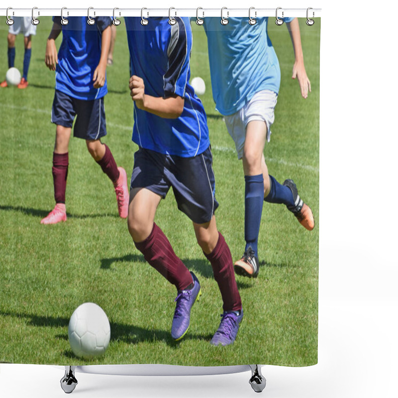 Personality  Young Boys Are Playing Soccer Shower Curtains