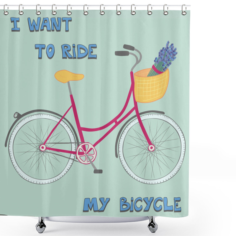 Personality  Poster With Cute Hand Drawn City Bike Shower Curtains