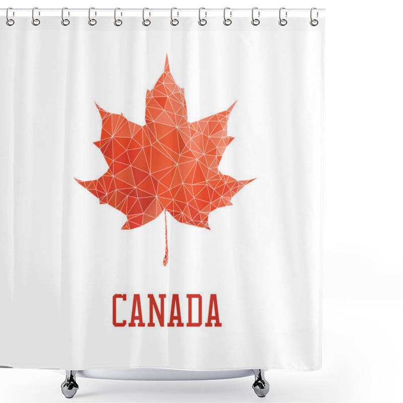 Personality  Low Poly Red Maple Leaf Isolated Shower Curtains