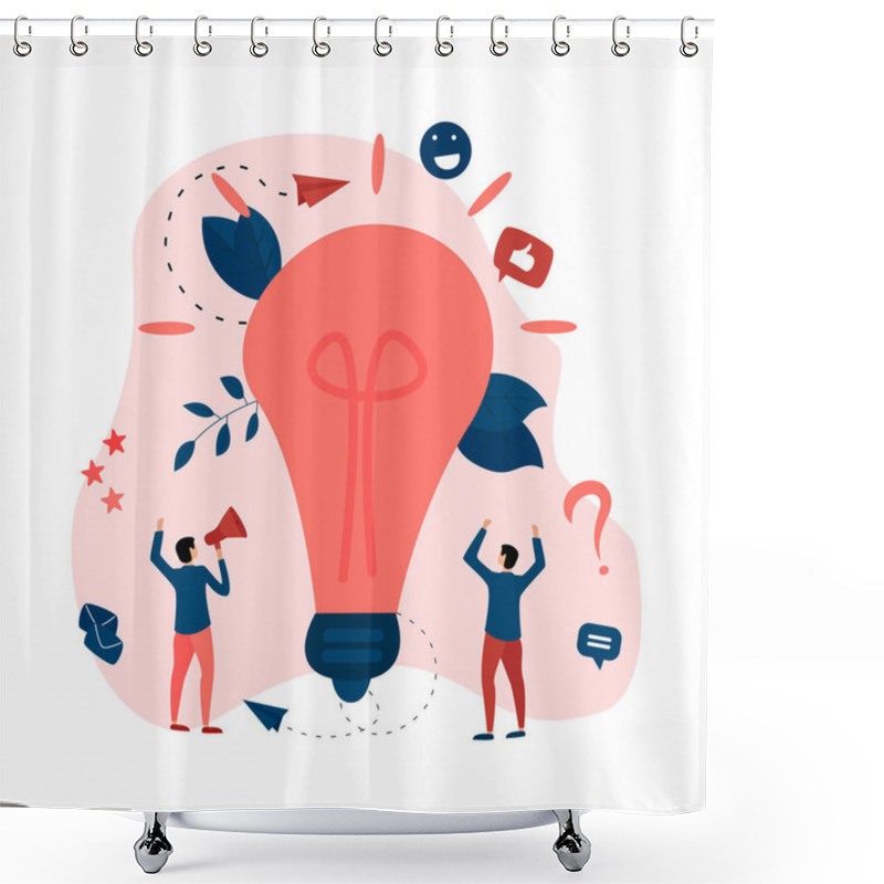 Personality  Creativity Business Idea Concepts With Big Bulb. Vector Illustration. Shower Curtains