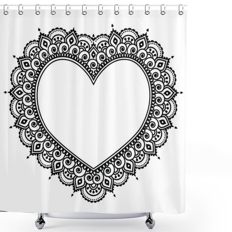 Personality  Heart Mehndi Design, Indian Henna Tattoo Pattern - Love Concept Shower Curtains