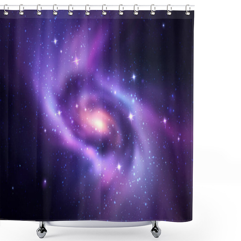 Personality  Space Vector Background With Realistic Spiral Galaxy And Stars Shower Curtains