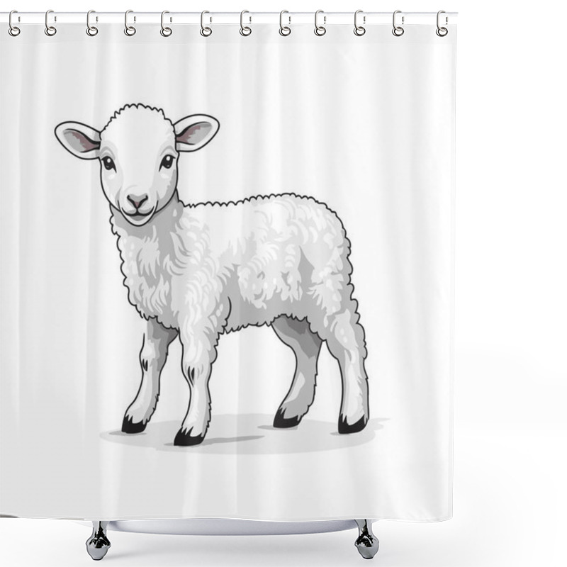 Personality  Lamb. Lamb Hand-drawn Illustration. Vector Doodle Style Cartoon Illustration Shower Curtains