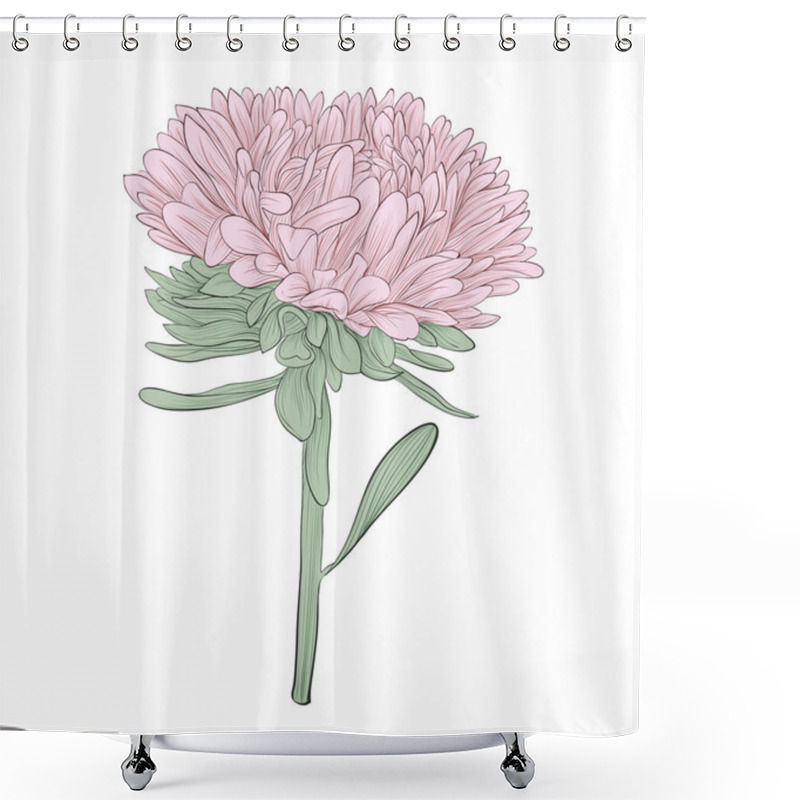 Personality  Beautiful Aster Flower Isolated On White Background Shower Curtains