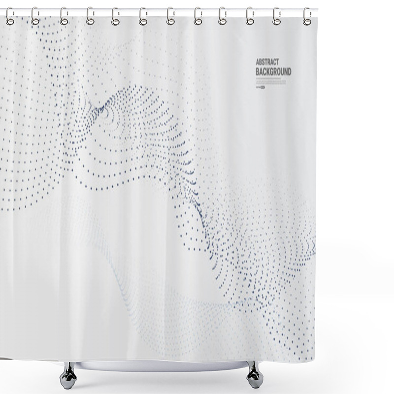 Personality  Grey White Abstract Background With Flowing Particles. Digital Future Technology Concept.  Shower Curtains