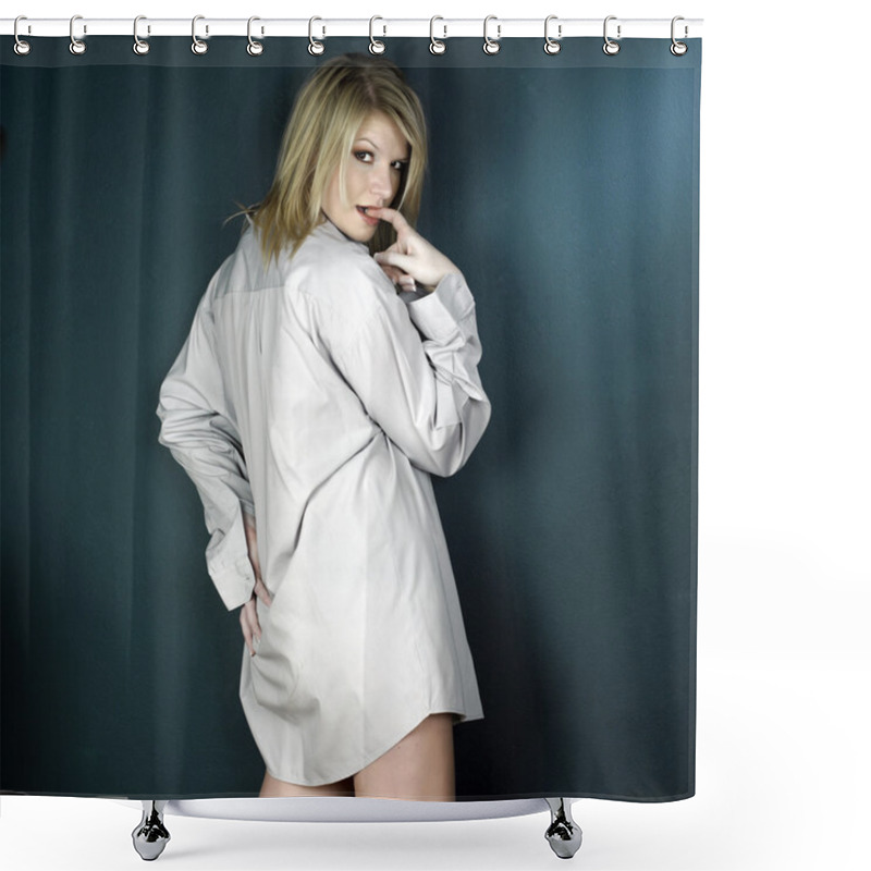 Personality  Young Blonde Woman Shower Curtains