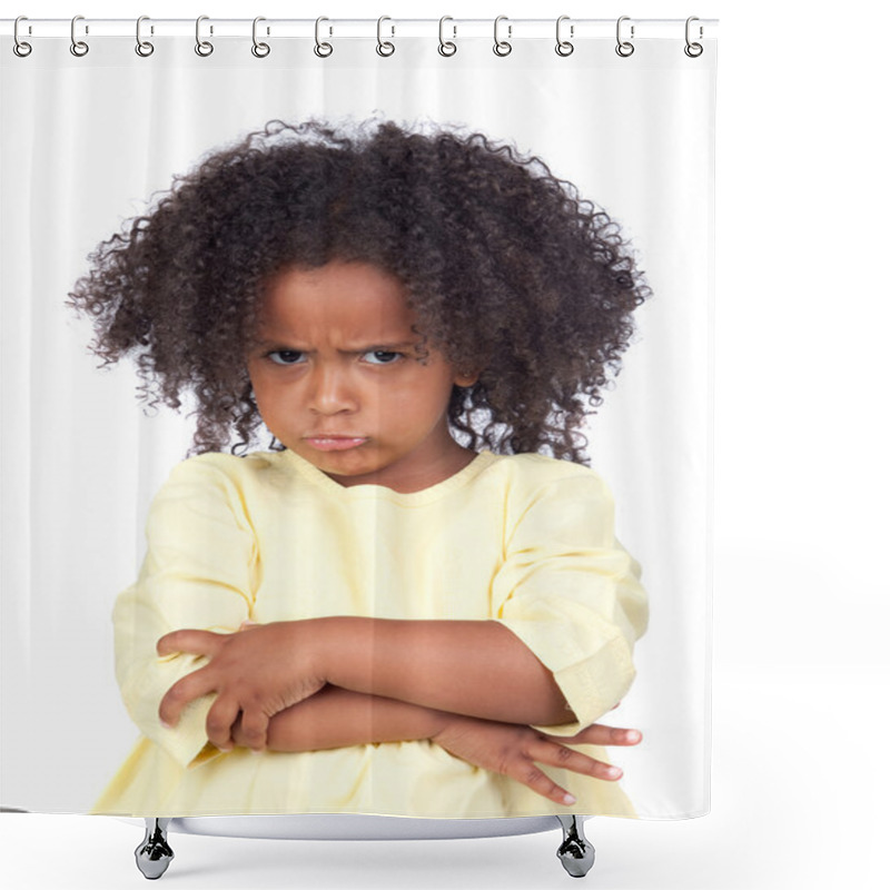 Personality  Angry Little Girl With Beautiful Hairstyle Shower Curtains