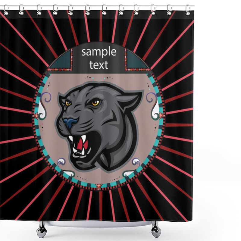 Personality  Portrait Of A Panther In A Circle Shower Curtains