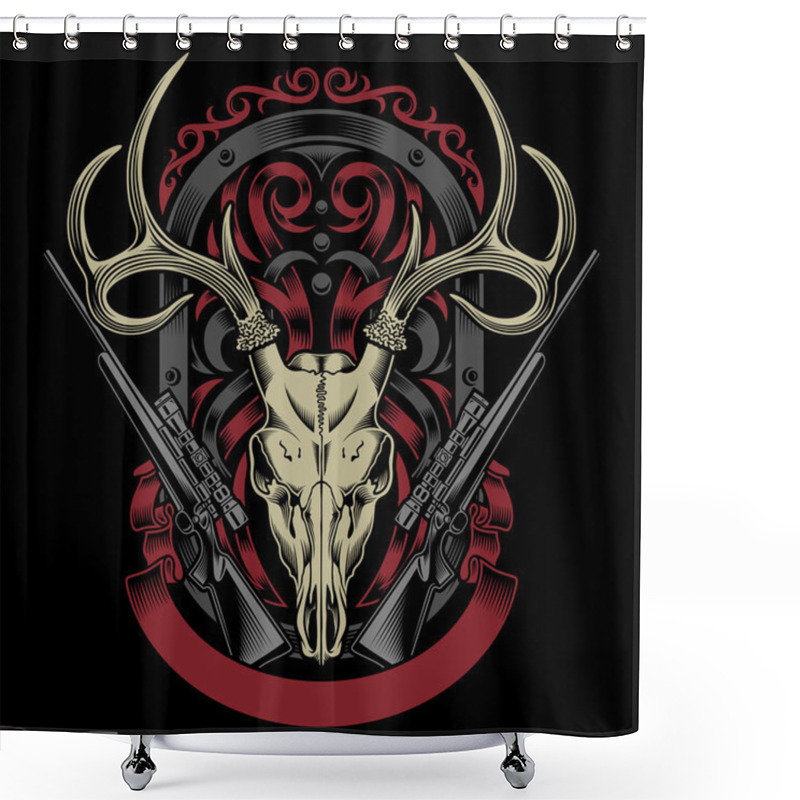 Personality  Deer Skull With Rifle Shower Curtains