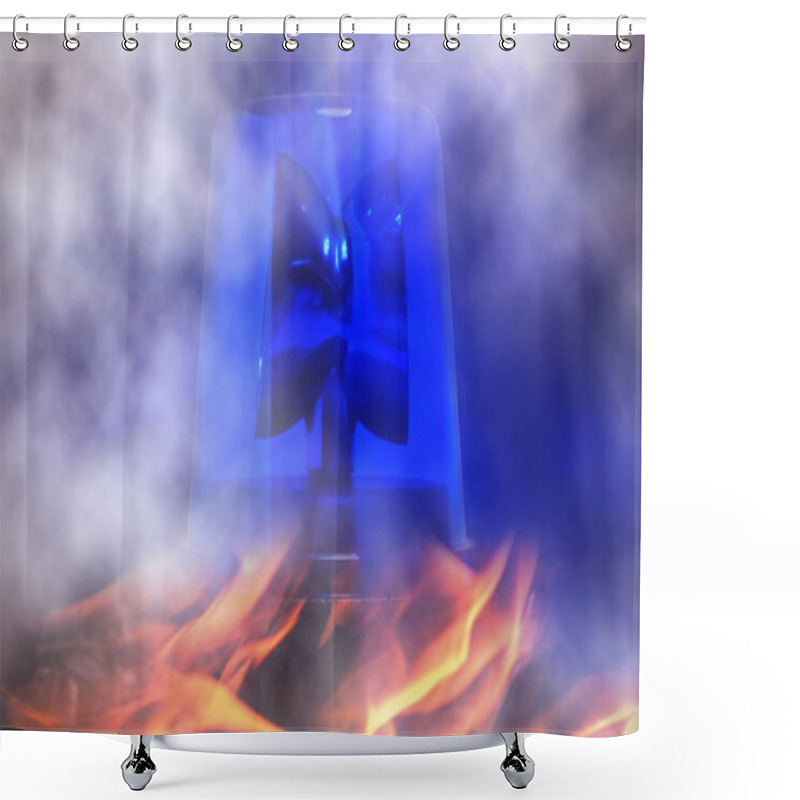 Personality  Blue Rotating Beacon Shower Curtains