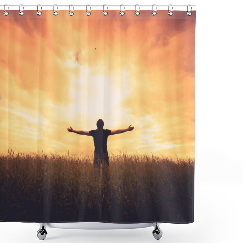 Personality  Silhouette Of Man And Sunshine Shower Curtains