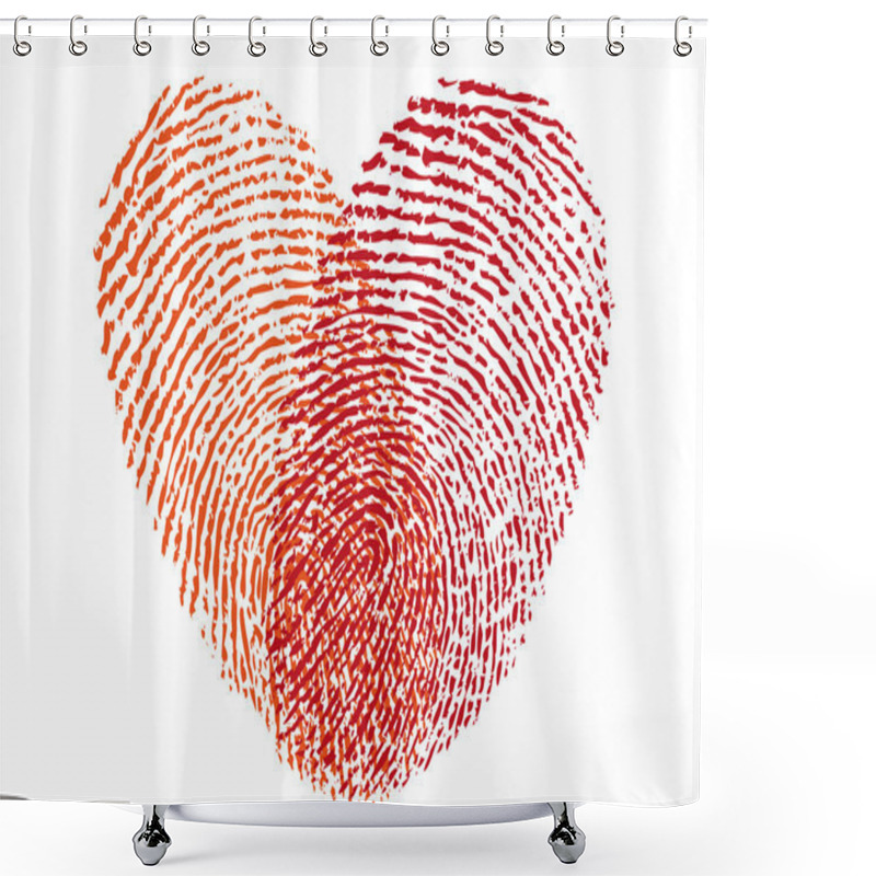 Personality  Red Fingerprint Heart, Vector Shower Curtains