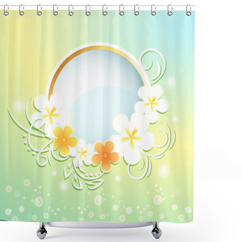 Personality  Spring Frame With Flowers. Shower Curtains