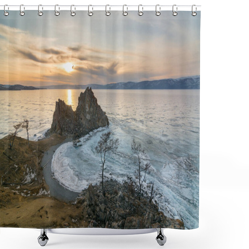 Personality  Shaman Rock On A Winter Evening.  Shower Curtains