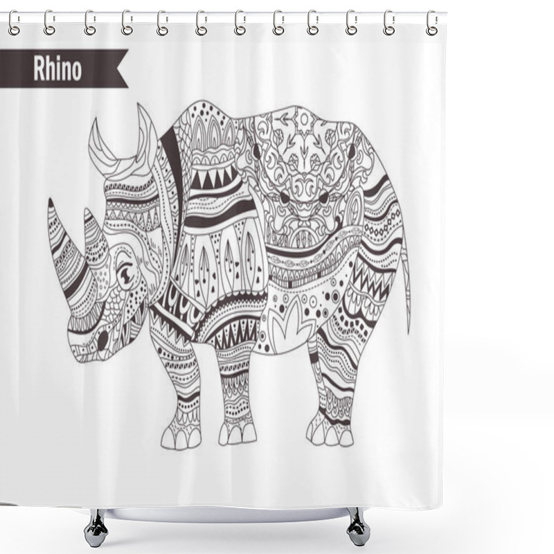 Personality  Rhino In Zentangle Style Shower Curtains