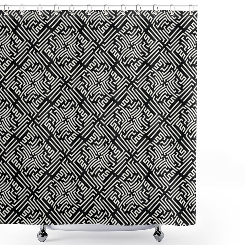 Personality  Abstract Geometric Line Graphic Maze Pattern Background Shower Curtains