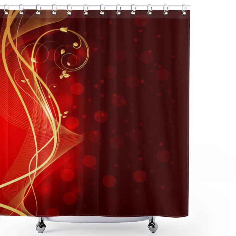 Personality  Wavy Golden Flourish Sparkles Background Shower Curtains