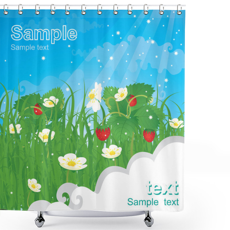 Personality  Green Glade And Strawberry. Shower Curtains