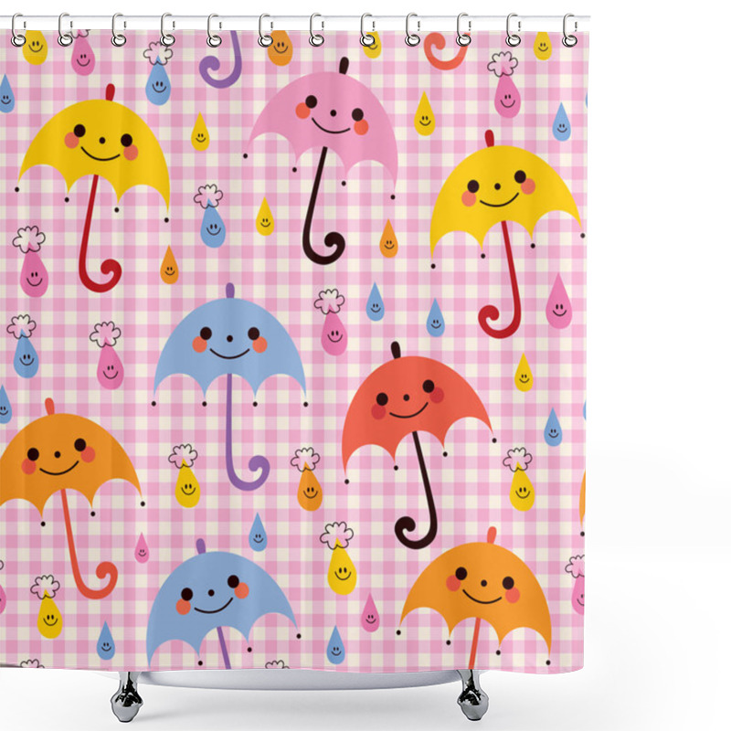 Personality  Cute Umbrellas Rain Pattern Shower Curtains