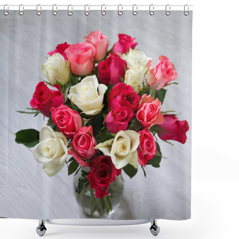 Personality  Vase With Flowers Standing Near The Window Shower Curtains