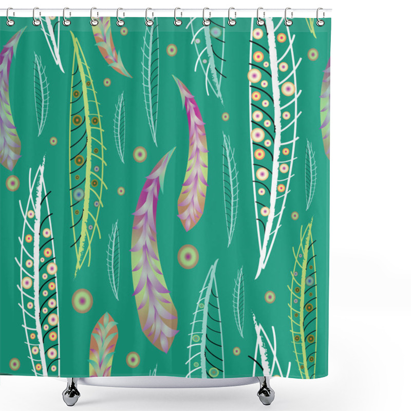 Personality  Seamless Texture With Decorative Feathers Shower Curtains