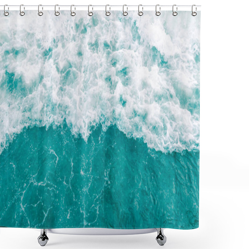 Personality  Turquoise Olive Green Ocean Wave During Summer Tide Shower Curtains