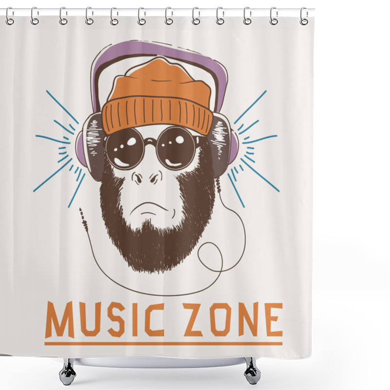 Personality  Music Fan Hipster Monkey Shower Curtains