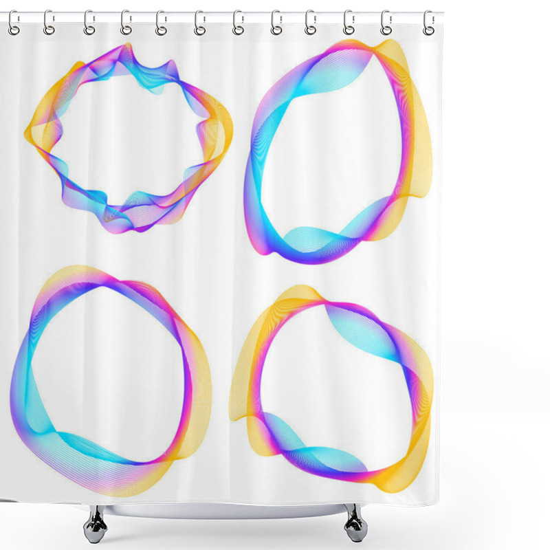 Personality  Design Elements. Wave Of Many Purple Lines Circle Ring. Abstract Vertical Wavy Stripes On White Background Isolated. Vector Illustration EPS 10. Colourful Waves With Lines Created Using Blend Tool Shower Curtains